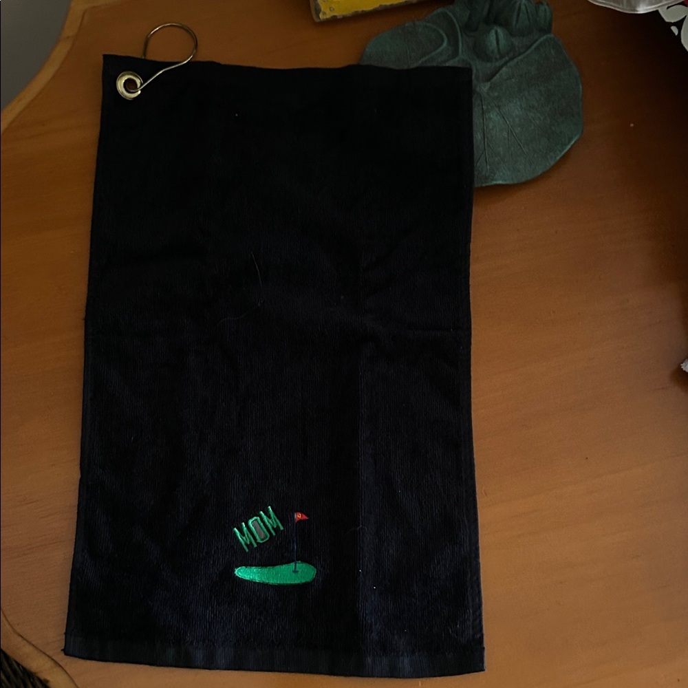 Black Golf Towel with Embroidered Design
